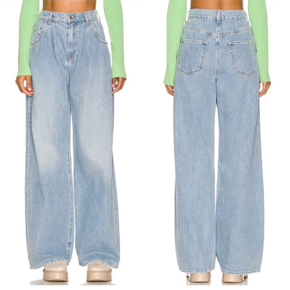 GRLFRND Denim - GRLFRND Chloe High Rise Pleated Wide Leg Jeans in Sawtelle Size 23